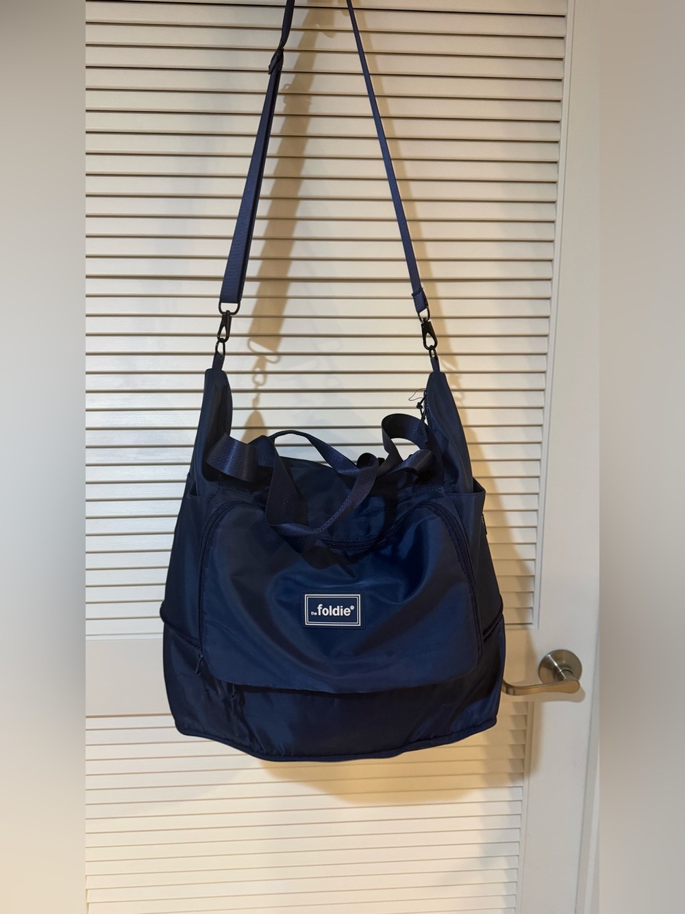 The Foldie Navy Blue Expandable Foldable Travel Bag Carry-On Weekender